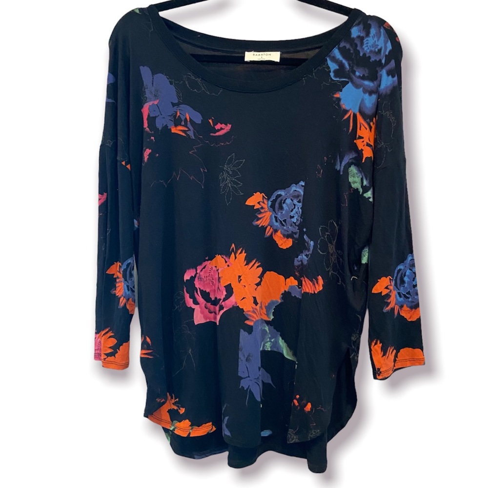 ARITZIA | BABATON Norris Top Watercolor Floral Stretch Jersey Knit Small